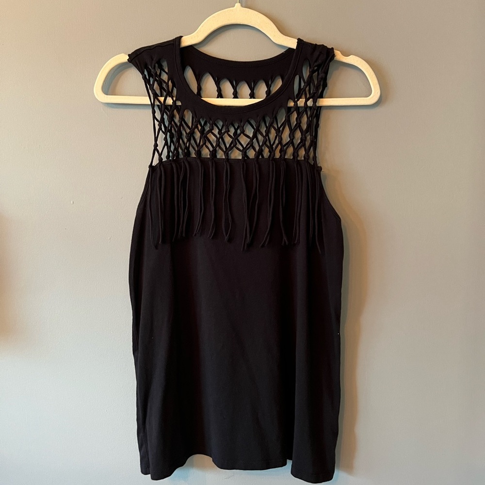 Rock & Republic Black Fringe tank